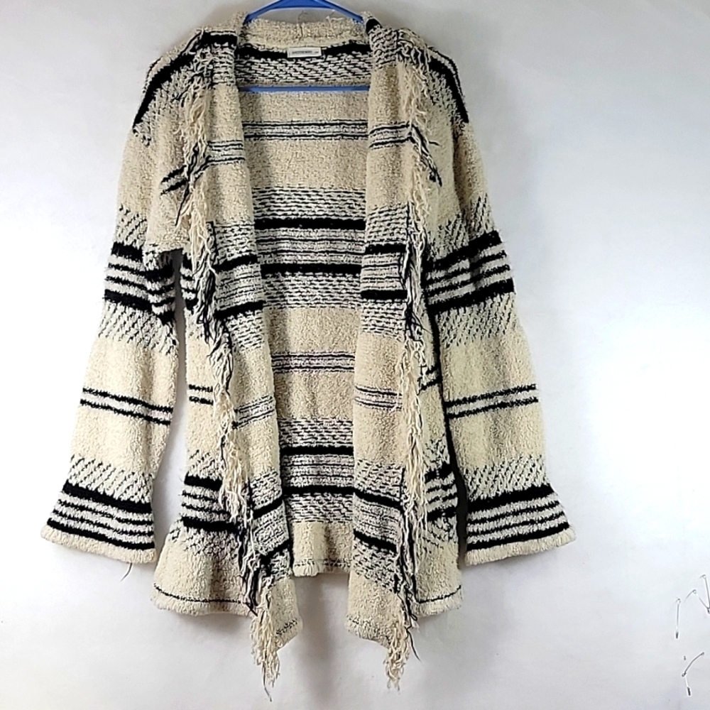 And The Why Open Front Fringed Cozy Cardigan Size S/M